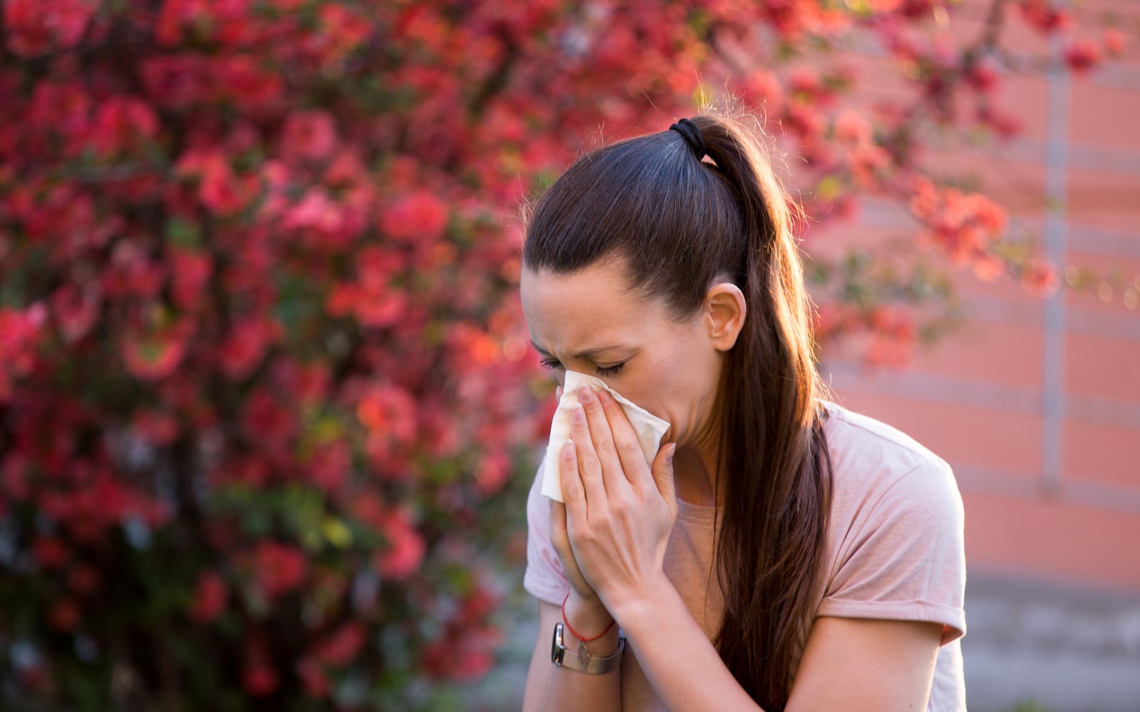 Woman suffering from allergies